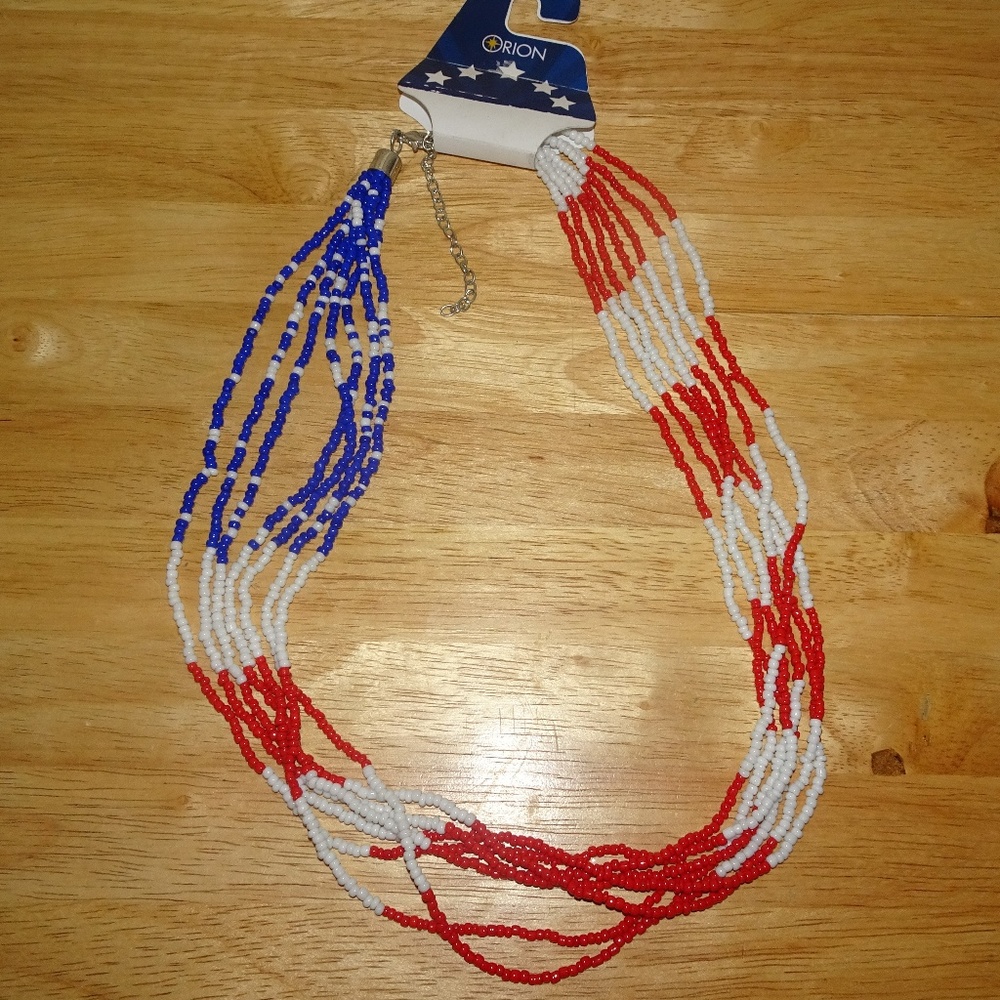 Orion Patriotic Seed Bead Necklace